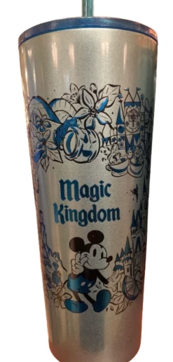Disney Starbucks Magic Kingdom Icons Metal Tumbler Cup With Straw New