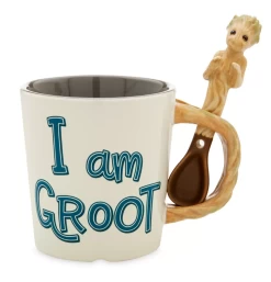 Disney Parks Marvel Guardians Of Galaxy I Am Groot Coffee Mug With Spoon New