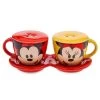 Disney Parks Mouse Ware Mickey And Minnie Tea Cup Salt And Pepper Shaker Set New