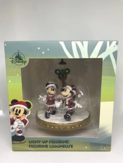 Disney Parks Merriest Wishes Mickey Minnie Snowman Light Up Figurine New