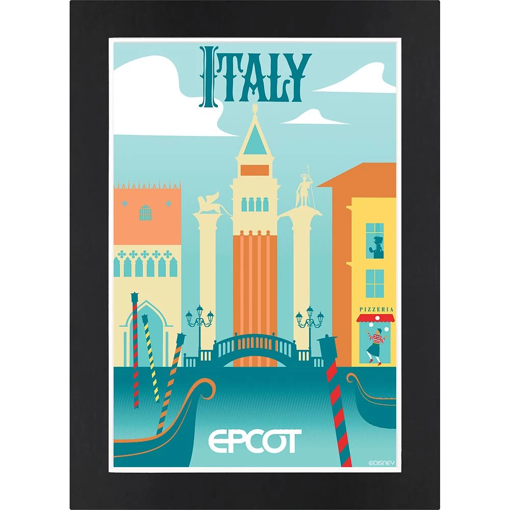 Disney EPCOT Italy Pavilion Matted Print 1 Disney EPCOT Italy Pavilion Matted Print