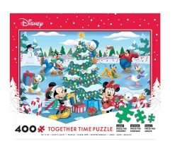 Disney Mickey And Friends Christmas Holiday Together Time 400 Pcs Puzzle New