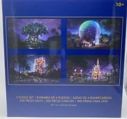 Disney Walt Disney World 50th Four Parks By Night 4 X 500 Pieces Puzzle New Box