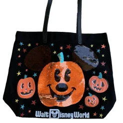 Disney Walt Disney World Halloween Mickey Pumpkin Sequin Tote New With Tags