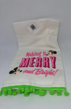 Disney Parks Holiday Mickey And Minnie Making It Merry And Bright Tea Towel New