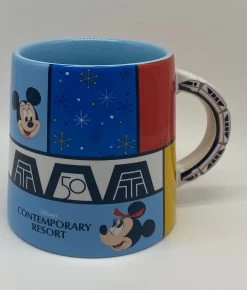 Disney WDW 50th Celebration Mickey Minnie Contemporary Resort Coffee Mug New