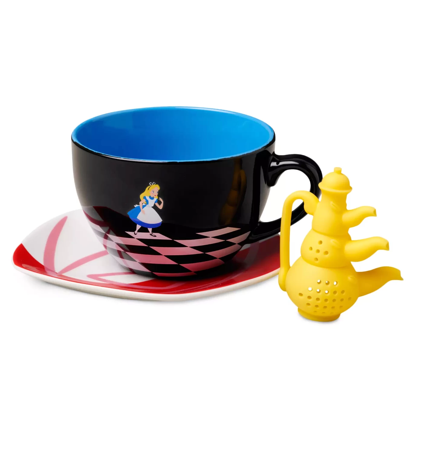 Disney Parks Alice In Wonderland Mug, Saucer And Tea Infuser Set New With Box 1 Disney Parks Alice In Wonderland Mug, Saucer And Tea Infuser Set New With Box